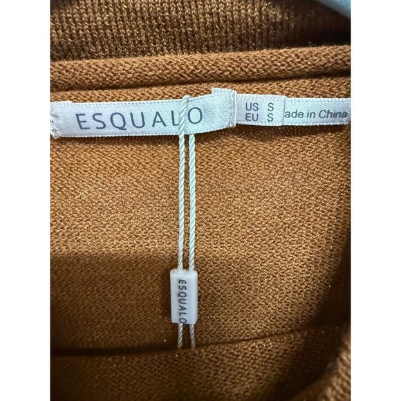 Esqualo Wool Blend Brown Mock Neck Sweater Size Small NWT Layering Minimalist - Picture 5 of 6